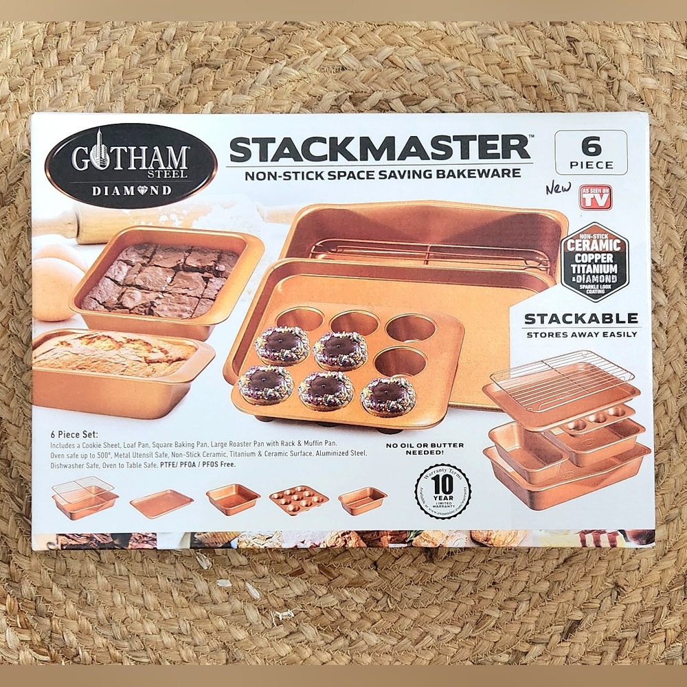 Gotham 6 Pc Srackmaster Ceramic Copper Titanium Bakeware Set Non Stick NEW